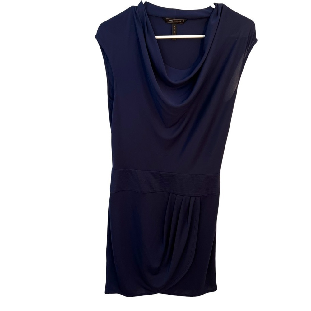 BCBGMAXAZRIA Women's Size Small Sleeveless Cowl Neck Tunic Dress Navy Blue